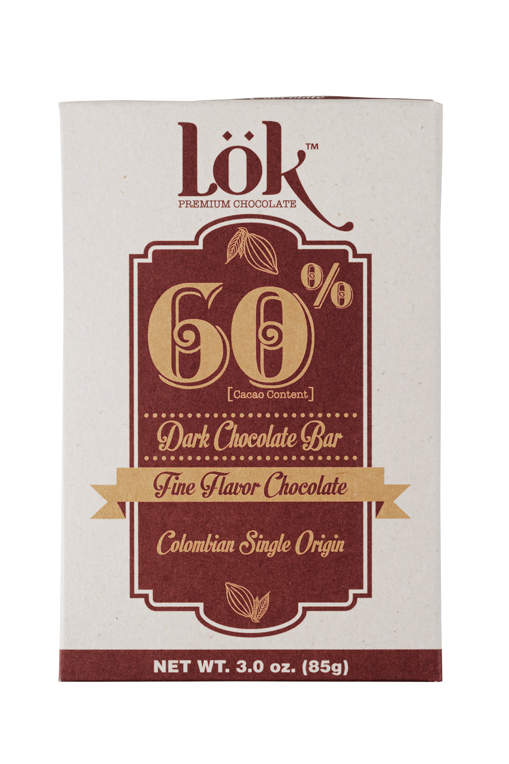Lök Premium Dark Chocolate Bar 60% Cacao– lokfoods