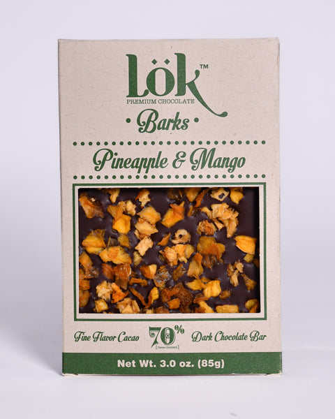 Pineapple and Mango Premium Dark Chocolate Bark 85g