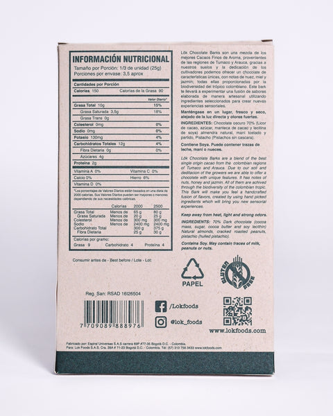 Pistachio, almond and Peanuts Premium Dark Chocolate Bark 85g
